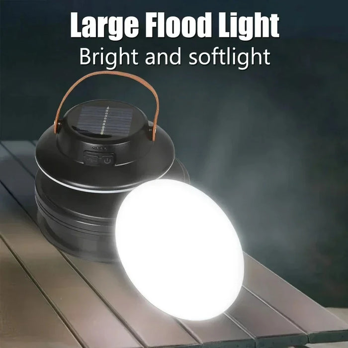 Solar LED Camping Light USB Rechargeable IP65 Lamp Outdoor Tent Hanging 4lighting Mode Lanterns Emergency Home Repair Work Light