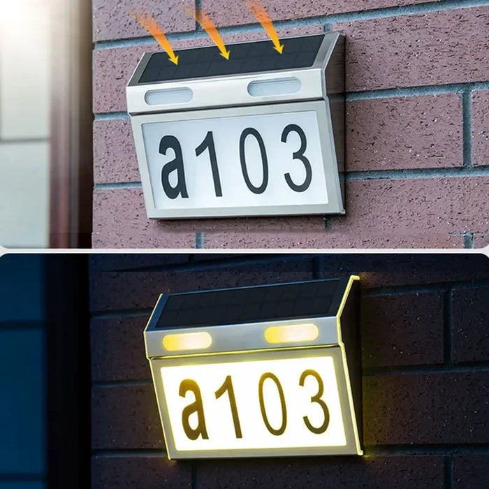 Solar House Number Lights Outdoor Waterproof LED Address Sign Lamp Wireless Sunpower Garden Door Decorative Plaque Wall Light