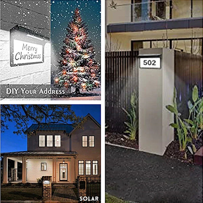 Solar House Number Lights Outdoor Waterproof LED Address Sign Lamp Wireless Sunpower Garden Door Decorative Plaque Wall Light