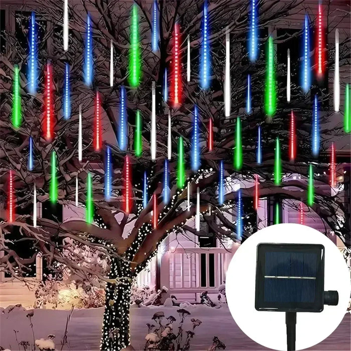 Outdoor Christmas Decoration 30/50cm Solar Meteor Shower Rain Holiday Light Led Light String for Tree Garden 8 Tube Fairy Light
