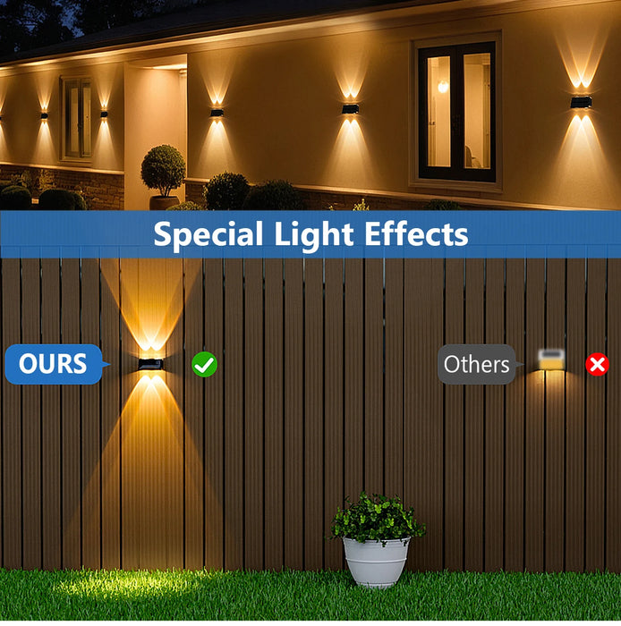 Solar Fence Lights Colorful Outdoor IP65 Waterproof Auto Dusk to Dawn Solar Deck Lights for Step Wall Pathway Stairs Patio