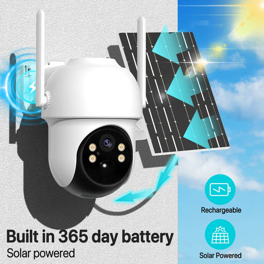 6x Zoom Solar PTZ Camera 4K 8MP HD Outdoor WiFi Wireless IP Camara Solar Panel Security Built in Battery PIR Human 4MP iCsee