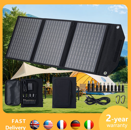 Foldable USB 30W Solar Panel USB QC3.0 USB-C Output Portable Waterproof Battery Charger for Cell Phone Outdoor Camping Hiking
