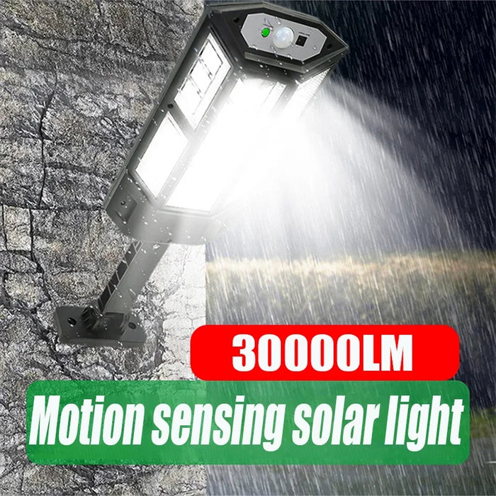 LED Solar Street Light Outdoor Waterproof Motion Sensor Remote Control Lights 3 Mode Courtyard Porch Decorative Wall Lamp
