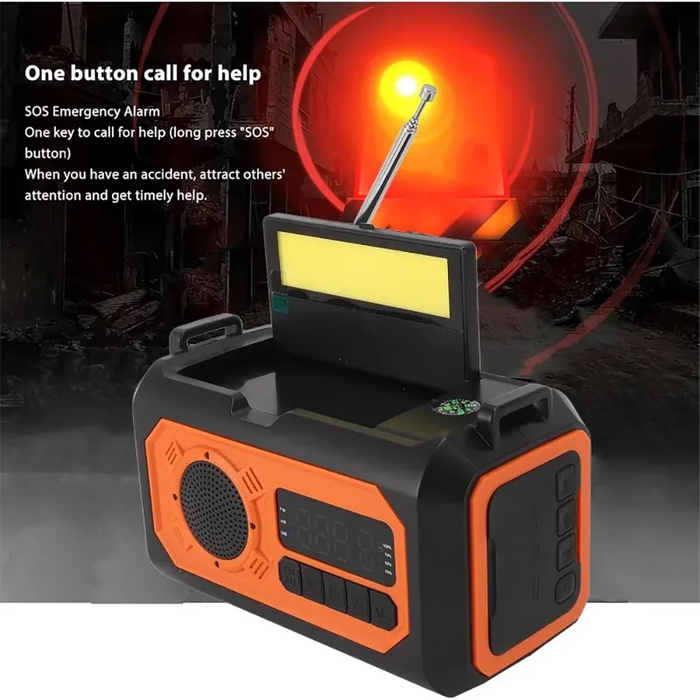 Hand Cranked Solar Powered Portable AM/FM/NOAA Weather Radio 12000mAh With LED Flashlight Portable Power Bank Outdoor Radio