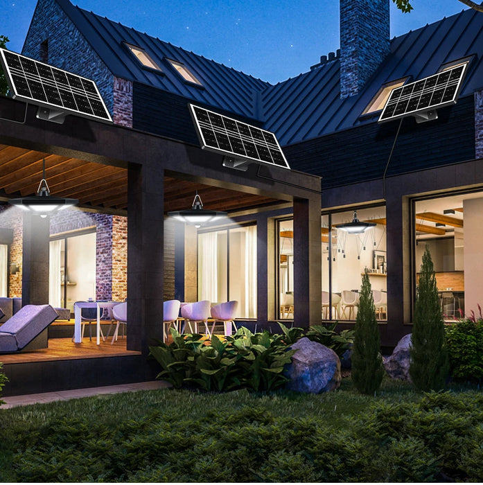 Solar Shed Light Solar Pendant Light For Indoor Outdoor 180 LED 1000LM Solar Lamp With Remote Control for Barn Gazebo Garage