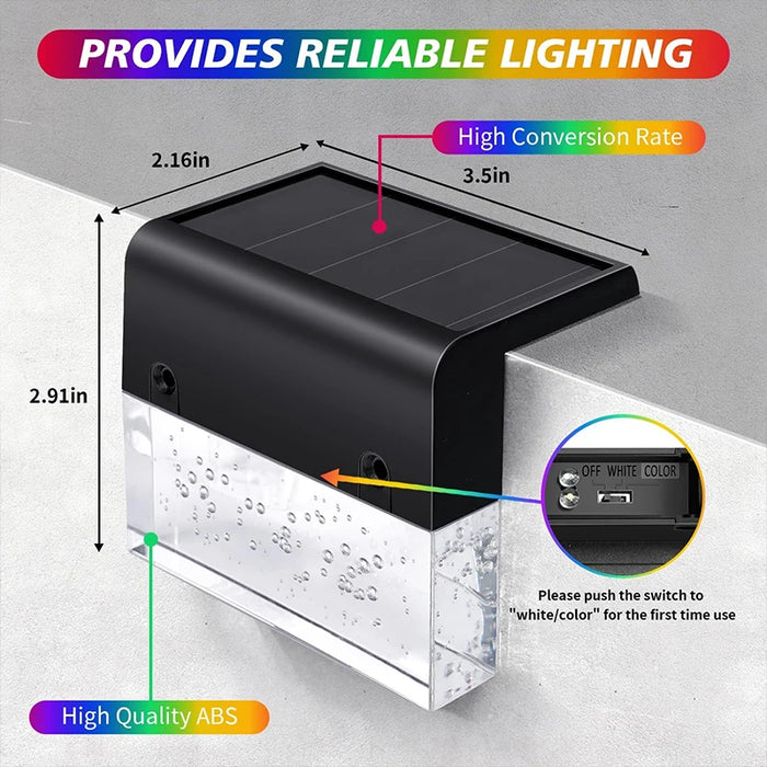 Solar Deck Lights Fence Lights Outdoor Step Lights Waterproof Solar Lights for Railing Stairs Step Fence Yard Patio and Pathway