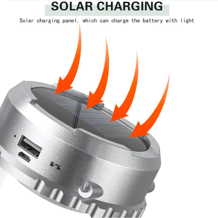 Solar Camping Fan With Lantern Collapsible Solar Powered USB Rechargeable Emergency Hanging Lights for Outdoor Camping Tent