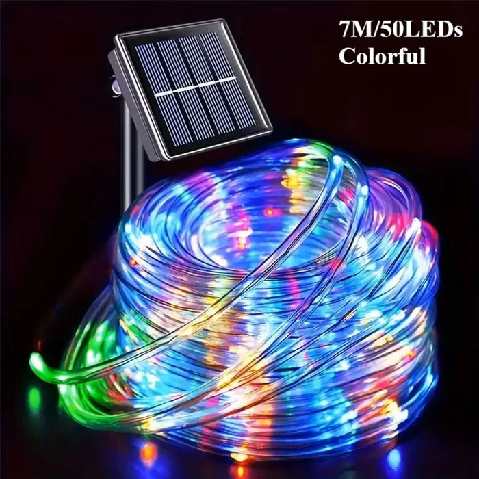 LED Solar String Light Outdoor Garden Lawn Lamp 7M/12M Waterproof Tube Rope Lights Strings Christmas Tree Yard Fence Decor lamp