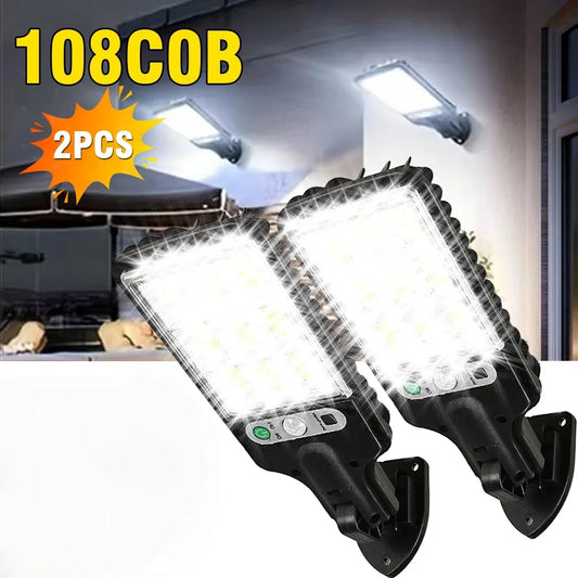 Outdoor Solar Street Lights,Dusk to Dawn Solar Security Flood Lights Motion Sensor with Remote Control for Courtyards, Garden