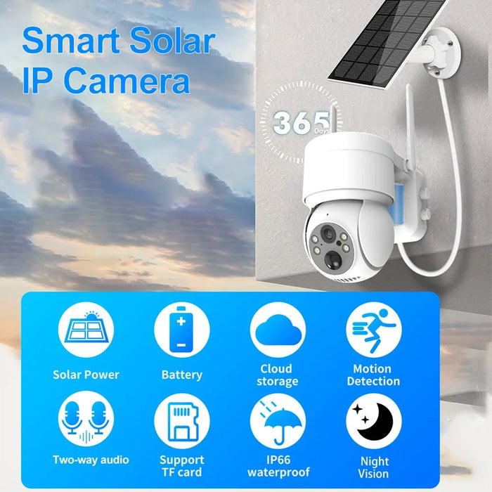 Solar WIFI Camera Outdoor 4MP Video Surveillance Wireless IP Camera With 7800mAh Recharge Battery PIR Human Detecte Security Cam