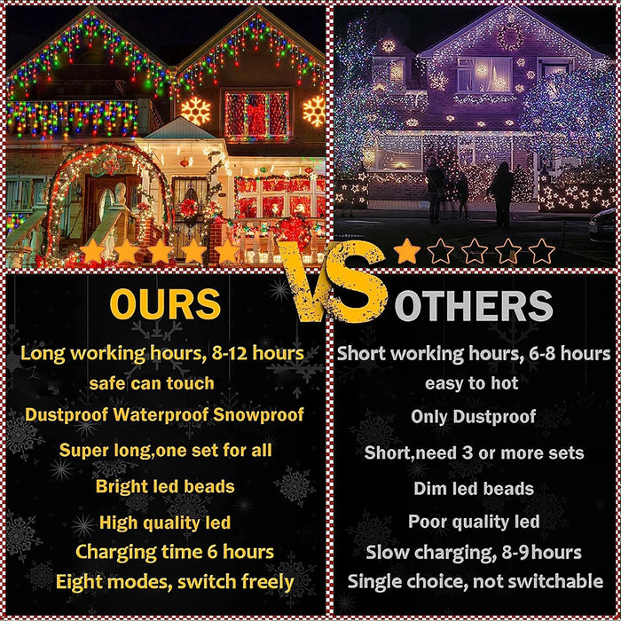 Solar Street Garden Decoration Garland Solar Curtain Icicle Light Outdoor LED String Lights 3.5M/7.5M Waterproof Curtain Light