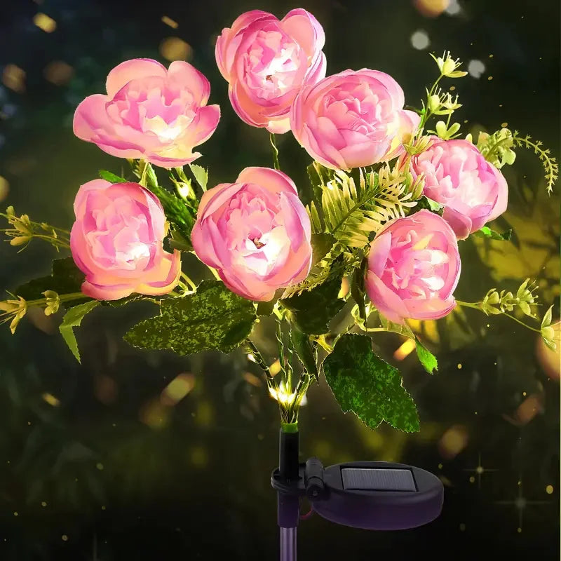 Solar Powered Flower Lights, LED Peony Flower Lamps for Outdoor Solar Garden Lights, Outdoor Solar Lawn Lights for  Yard, Lawn