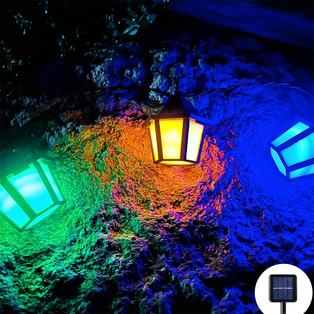 Outdoor Solar String Lights 5m 20 Lanterns Waterproof Decor Patio Lamp Christmas Backyard Deck Fence Courtyard Sun Fairy Light