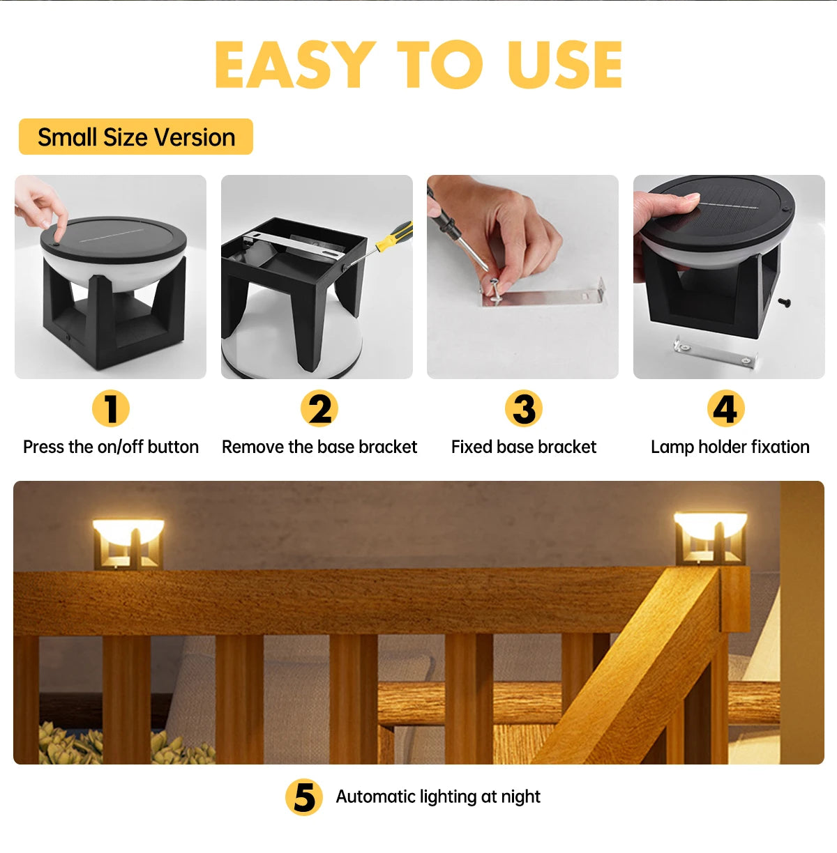 Solar Post Lights Outdoor Pillar Light Waterproof Modern Column Lamp LED Lantern Solar Powered Landscape Lighting For Patio Yard