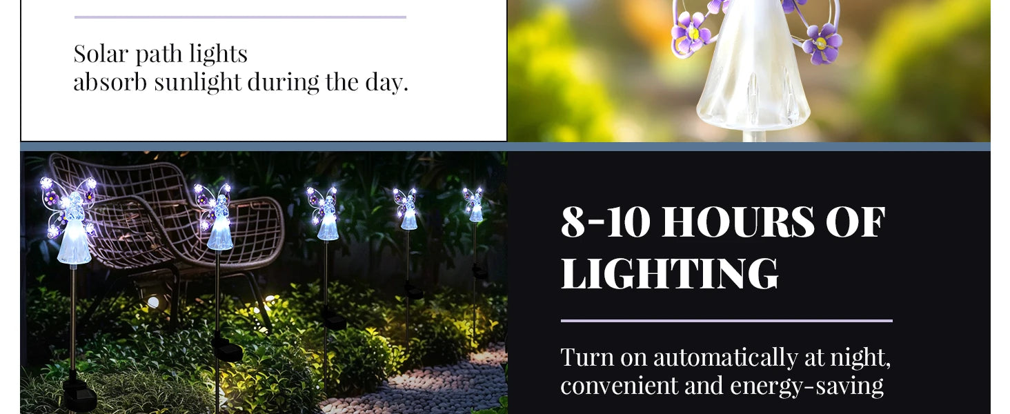Solar Garden Light Angel Solar Landscape Decorative Light Outdoor Waterproof Solar Pathway Lights Grave Cemetery Sympathy Gift