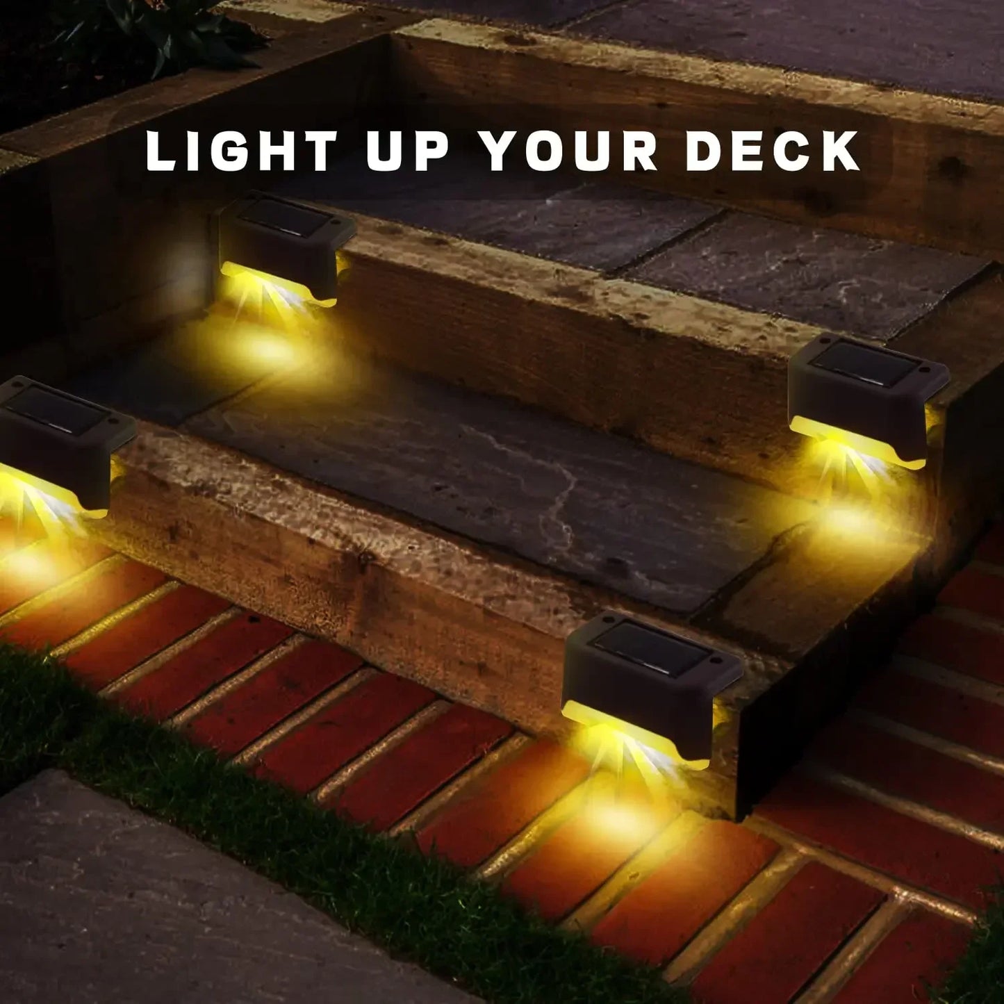 1~24PCs Solar Deck Lights Outdoor Waterproof LED Garden Step Light Stair Decorative Fence Lighting Patio Stairs Railing Pathway