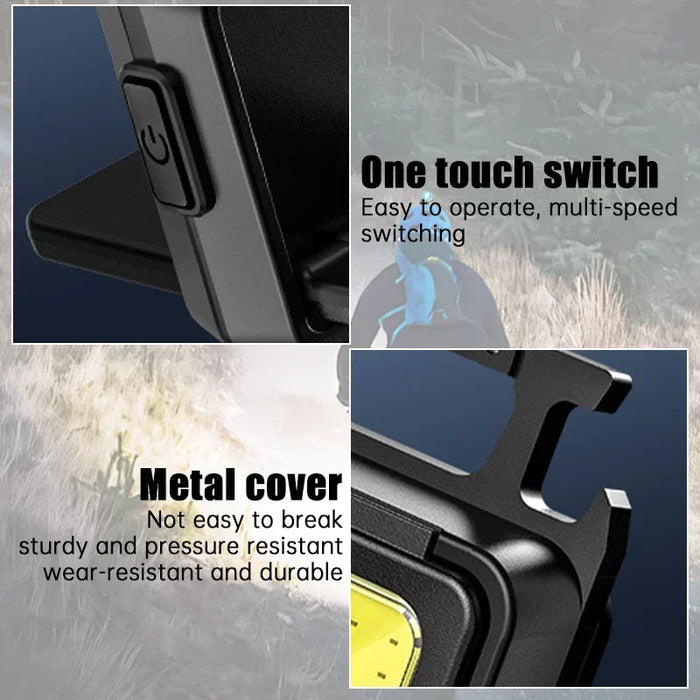 Mini Keychain Light 1000LM COB LED XPE Pocket Work Light USB Rechargeable Flashlight IPX4 Waterproof for Outdoor Camping Hiking