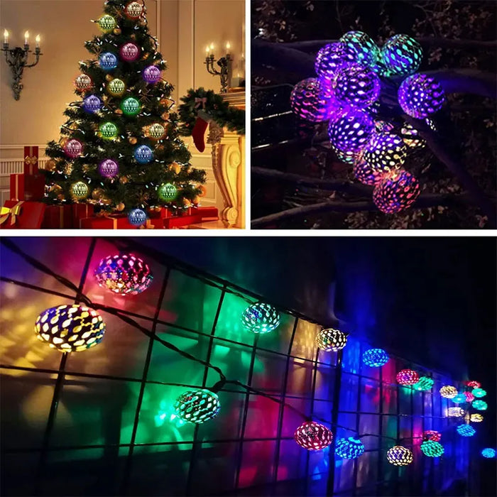 3.5M Solar String Lights Moroccan Ball RGB LEDs Perfect for Weddings Parties Birthdays Christmas Home Bedroom Garden Yard Decor