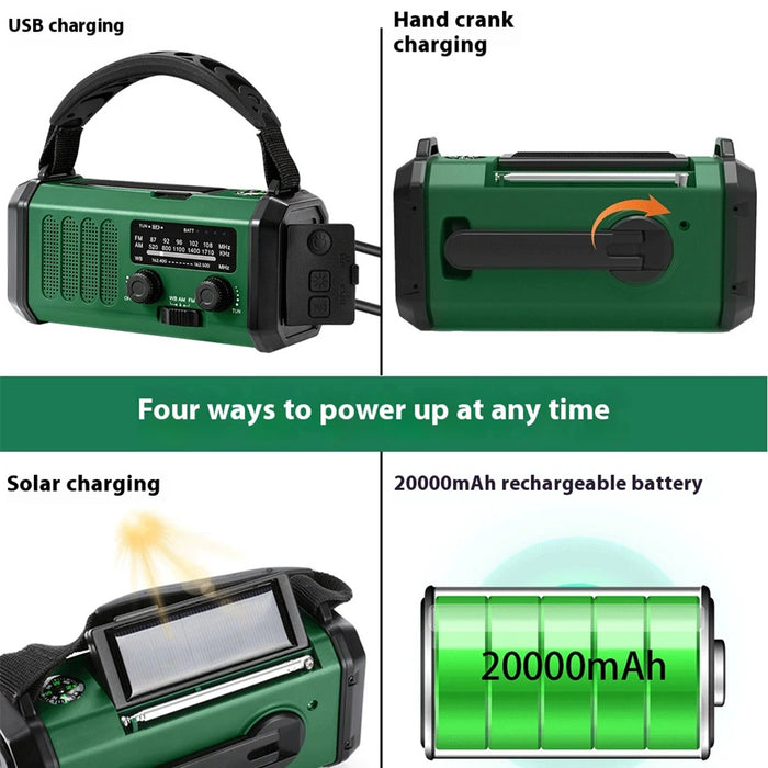 Emergency Hand Crank Radio 20000mAh Solar Powered Radio with Flashlight Reading Lamp SOS Alarm for Outdoor Camping and Emergency