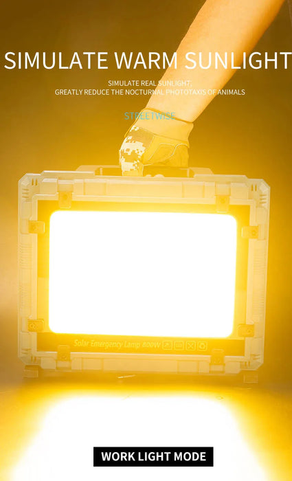 Rechargeable Solar Flood Light Outdoor Portable LED Reflector Spotlight IP66 Waterproof Camping Work Light Floodlight