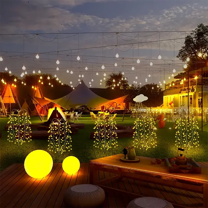 Solar-Powered Garden Lights Outdoor Waterproof Firecracker Fireworks Lights for Patio Pathway Lawn Party Camping Decoration