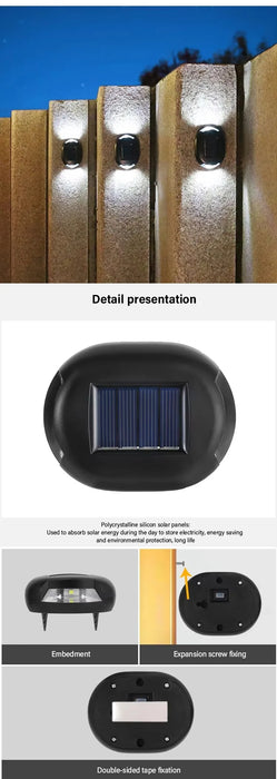 2 LEDs Wall Solar Floor Lights IP65 Waterproof Floor Lights Aisle Corridor Terrace Solar Garden Lights