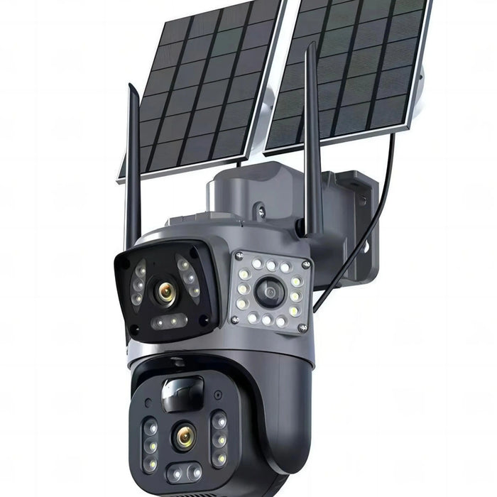Solar Camera wifi V360PRO Three Eyes and Two Pictures Outdoor Solar Closed Circuit PTZ Camera 1080P