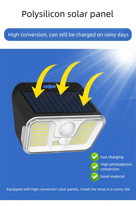 Solar Lights Outdoor Garden 68 LED Super Bright Solar Security Wall Lights Small Fence Light Motion Sensor Waterproof Door Yard