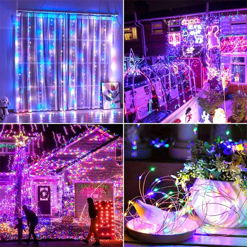 Solar String Fairy Light Ultra Long Outdoor Festoon LED Copper Waterproof Christmas Garland Decoration Garden Solar Lamp Decor