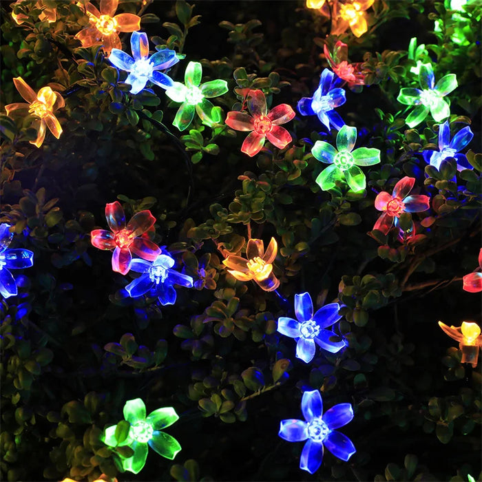 Solar Fairy String Light Sakura Garlands 5/7/12/22M Peach Flower CherryLED Lamp For Wedding Party Garden Christmas Outdoor Decor