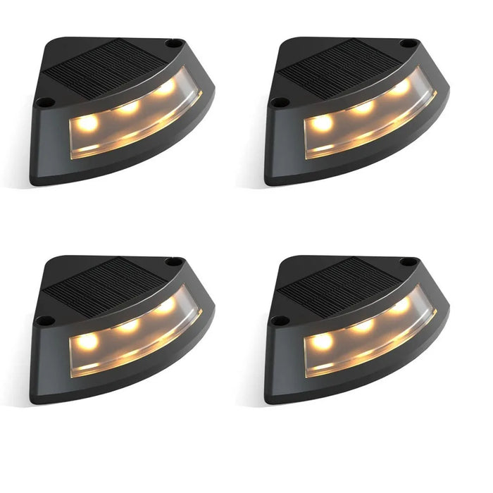 4pcs Waterproof Solar Step Lights Warm /White Light Auto Switch Deck Lights Easy To Use Solar Powered Stair Lighting