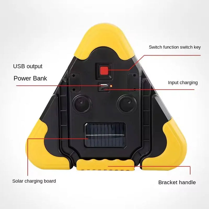 3 in 1 Solar Car Emergency Triangular Warning Light Safety Emergency Breakdown Alarm Lamp Portable Solar Light Camping Working