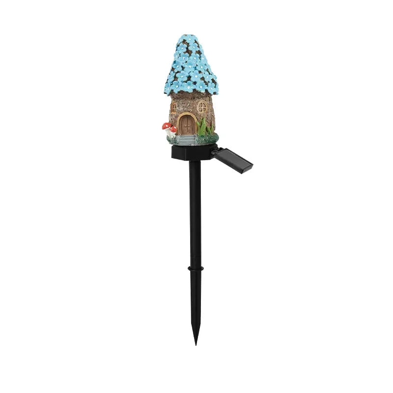 Solar Lawn Light Resin Craft Miniature Fairy Mushroom House Solar Powered Garden Yard Outdoor Decor Lamps Christmas Lamp