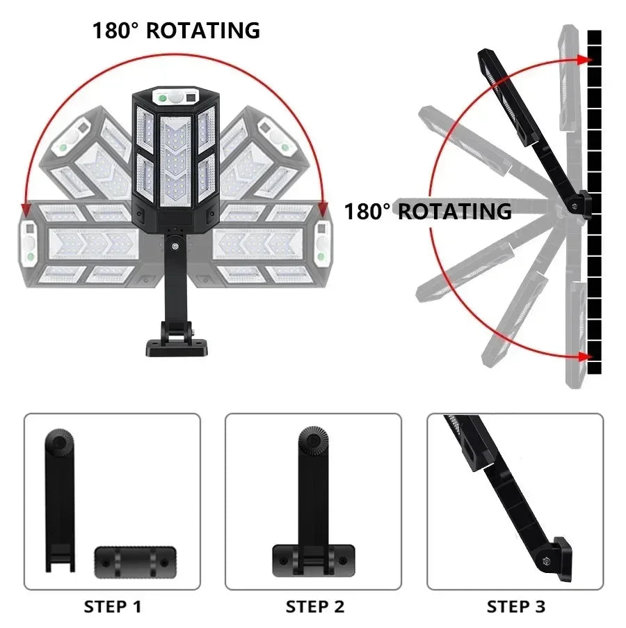 Powerful Solar LED Street Lights 3 Modes with Motion Sensor Super Bright Wall Lamp Outdoor Garden Yard Solar Power Light