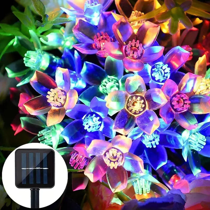 2025 Solar Flower String Lights 200LEDS Waterproof Solar Powered Fairy Lights 8 Modes Decorative Lights for Patio Fence Wedding