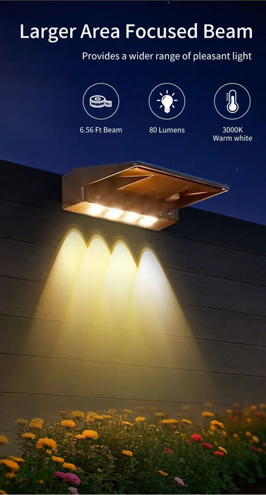 LED Solar Lights Outdoor Wall Lights 2pcs Wall lamp  Waterproof Solar Deck Light Garden Decor Solar Lamp Fence Post Yard Pathway