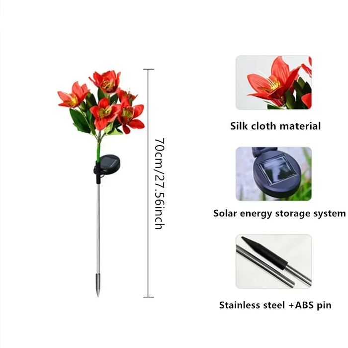 Solar Simulation Orchid Flower Lights Outdoor Lamp for Patio Lawn Garden Holiday Wedding Party Decoration Flower
