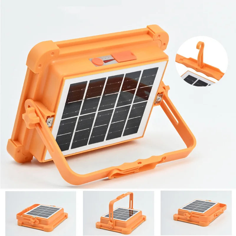 Solar Powered Led Streetlight Outdoor Portable Waterproof Flashlight Reflector Spotlight Projector Floodlight Construction Light
