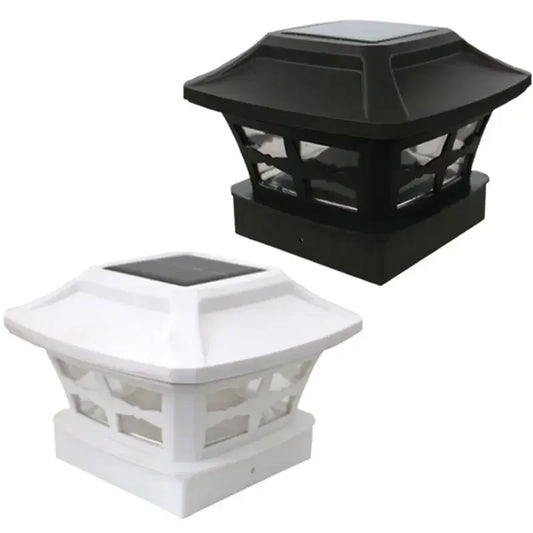 Solar Outdoor Post Cap Lights - 10x10- Bright LED Light for Fence Deck Garden or Patio Posts, White & Warm Light, 3-Gear Modes