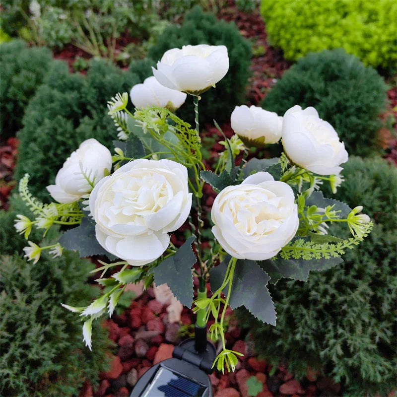Solar Flower Light Camellia Buds Garden Flower Lights Outdoor Landscape Lighting for Home Yard Patio Path Lawn Decorative Lamp