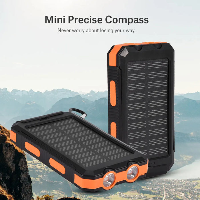 Protable 10000mAh Outdoor Fast Charge Solar Mobile Power Bank Case DIY Kit with Compass Power Bank Dual USB Portable Power Bank