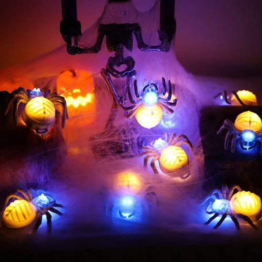 Waterproof Halloween Glowing Spiders Light Realistic Decorative Illuminated Spiders Light Scary LED Spiders Light Haunted House