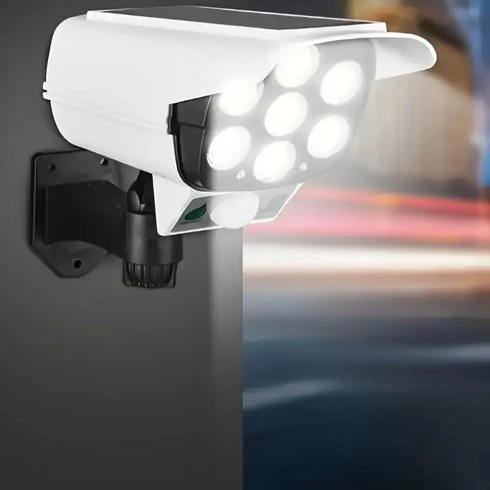 Outdoor Camping Solar Lights Motion Sensor 77 LED FloodLight Wireless Waterproof Dummy Fake Camera Courtyard Garage Street Light