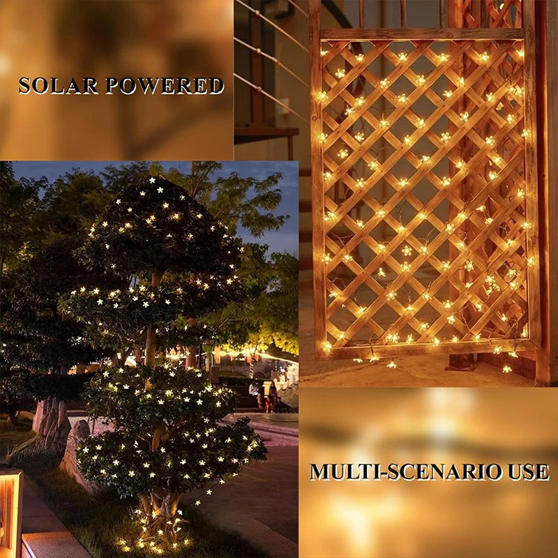Solar Flower String Lights Outdoor Waterproof, Decorative Light for Yard, Lawn, Fence, Flower Garden, Christmas Tree