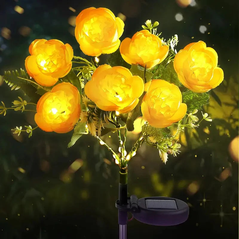 Solar Powered Flower Lights, LED Peony Flower Lamps for Outdoor Solar Garden Lights, Outdoor Solar Lawn Lights for  Yard, Lawn