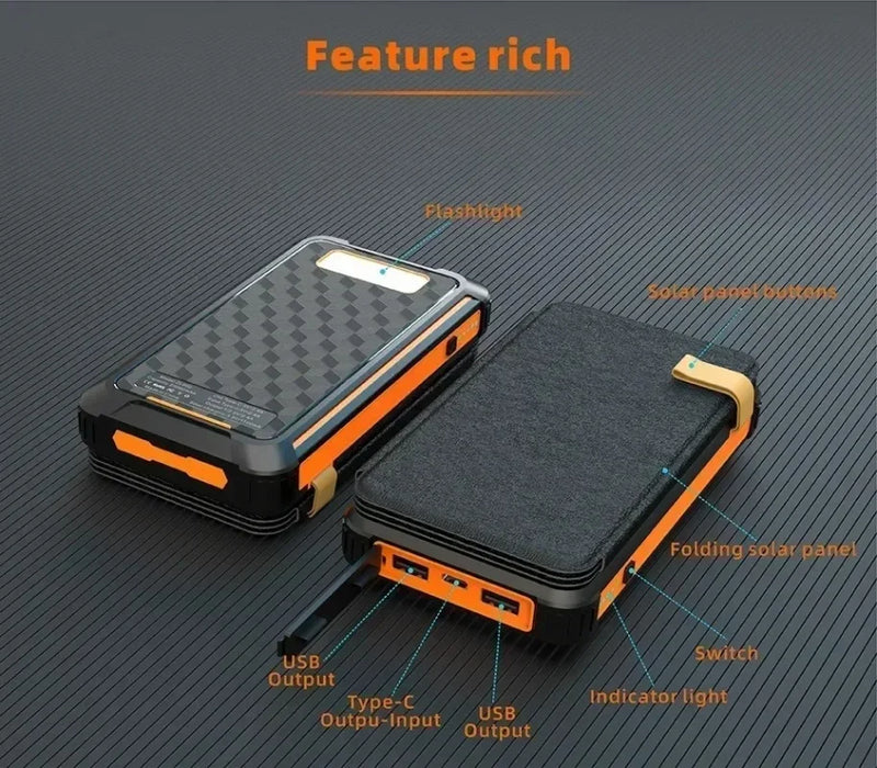 Solar Power Bank Waterproof Outdoor Camping Portable Folding Solar Panels 5V 2A USB Output Sun Power For Phone Real capacity
