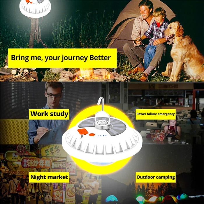 Solar Led Camping Light Outdoor Waterproof Remote Control Tent Lamps USB Rechargeable Portable Lanterns Emergency Night Lights