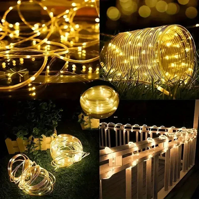 LED Solar String Light Outdoor Garden Lawn Lamp 7M/12M Waterproof Tube Rope Lights Strings Christmas Tree Yard Fence Decor lamp