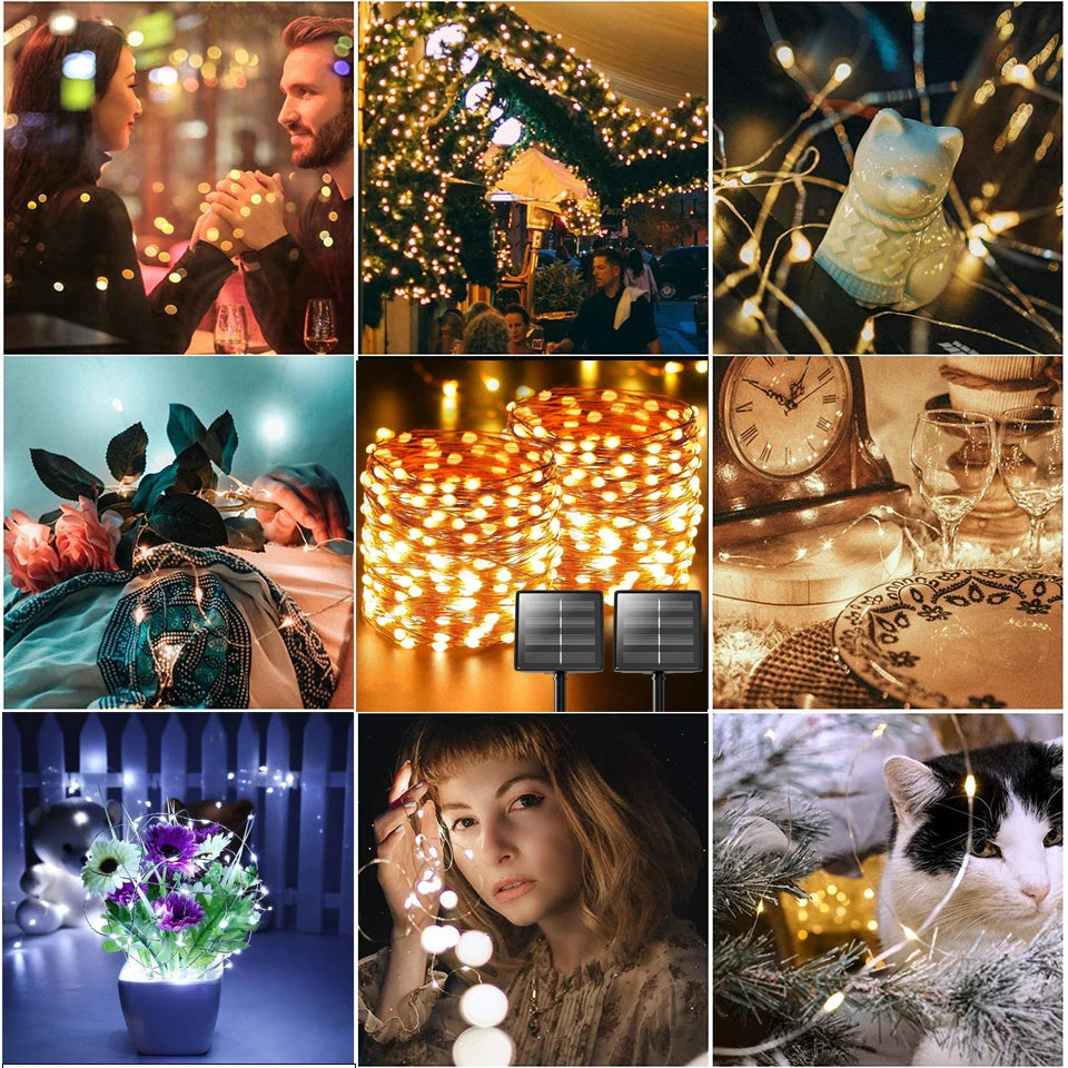 32M Solar String Fairy Lights Christmas Lights Outdoor Waterproof Garland Solar Power Lamp Christmas For Garden Decoration